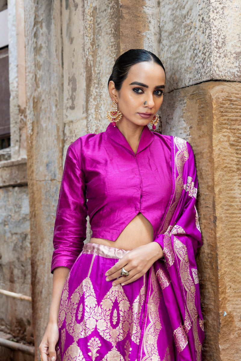 Pure Katan Silk Handloom Banarasi Lehenga Set - The Handlooms