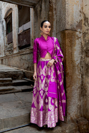 Pure Katan Silk Handloom Banarasi Lehenga Set - The Handlooms