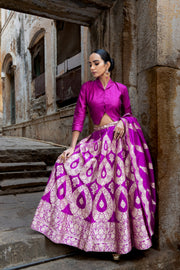 Pure Katan Silk Handloom Banarasi Lehenga Set - The Handlooms