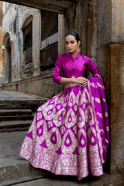 Pure Katan Silk Handloom Banarasi Lehenga Set - The Handlooms