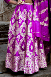 Pure Katan Silk Handloom Banarasi Lehenga Set - The Handlooms