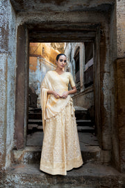 Pure Tissue Silk Handloom Banarasi Lehenga Set - With Stitched Skirt - The Handlooms