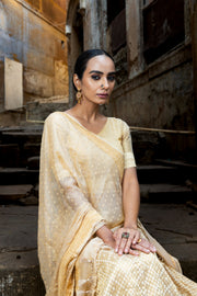 Pure Tissue Silk Handloom Banarasi Lehenga Set - With Stitched Skirt - The Handlooms