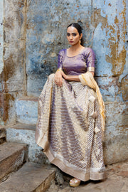 Pure Tissue Silk Handloom Banarasi Lehenga Set - With Stitched Skirt - The Handlooms