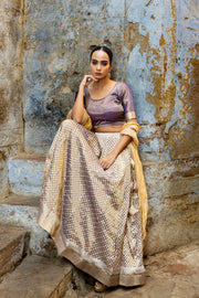 Pure Tissue Silk Handloom Banarasi Lehenga Set - With Stitched Skirt - The Handlooms