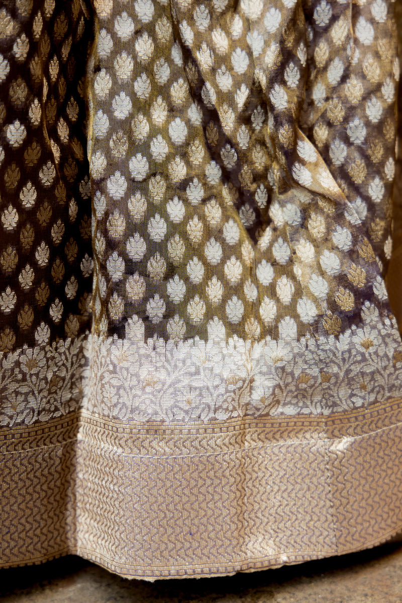 Pure Tissue Silk Handloom Banarasi Lehenga Set - With Stitched Skirt - The Handlooms