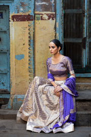 Pure Tissue Silk Handloom Banarasi Lehenga Set - With Stitched Skirt - The Handlooms
