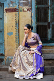 Pure Tissue Silk Handloom Banarasi Lehenga Set - With Stitched Skirt - The Handlooms