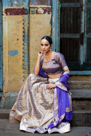 Pure Tissue Silk Handloom Banarasi Lehenga Set - With Stitched Skirt - The Handlooms