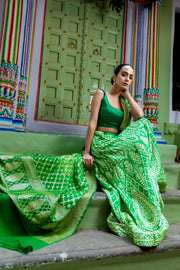 Pure Khaddi Georgette Handloom Banarasi Lehenga Set - The Handlooms