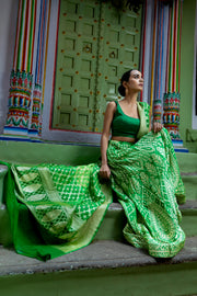 Pure Khaddi Georgette Handloom Banarasi Lehenga Set - The Handlooms