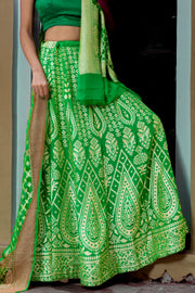 Pure Khaddi Georgette Handloom Banarasi Lehenga Set - The Handlooms