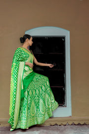 Pure Khaddi Georgette Handloom Banarasi Lehenga Set - The Handlooms