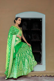 Pure Khaddi Georgette Handloom Banarasi Lehenga Set - The Handlooms