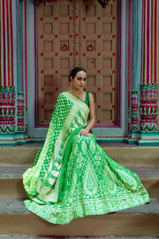 Pure Khaddi Georgette Handloom Banarasi Lehenga Set - The Handlooms