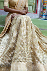 Pure Tissue Silk Handloom Banarasi Lehenga Set - With Stitched Skirt - The Handlooms