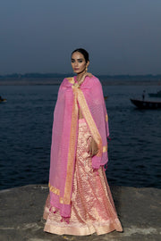 Pure Tissue Silk Handloom Banarasi Lehenga Set - With Stitched Skirt - The Handlooms