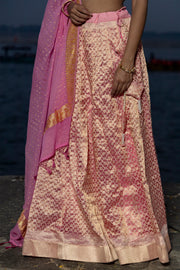 Pure Tissue Silk Handloom Banarasi Lehenga Set - With Stitched Skirt - The Handlooms
