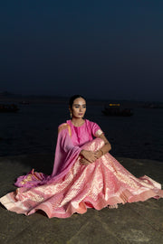 Pure Tissue Silk Handloom Banarasi Lehenga Set - With Stitched Skirt - The Handlooms