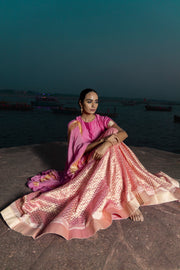 Pure Tissue Silk Handloom Banarasi Lehenga Set - With Stitched Skirt - The Handlooms