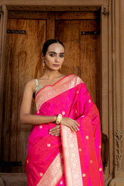 Pure Katan Silk Banarasi Handloom Saree - All over Kadua motifs With Meenakari - The Handlooms