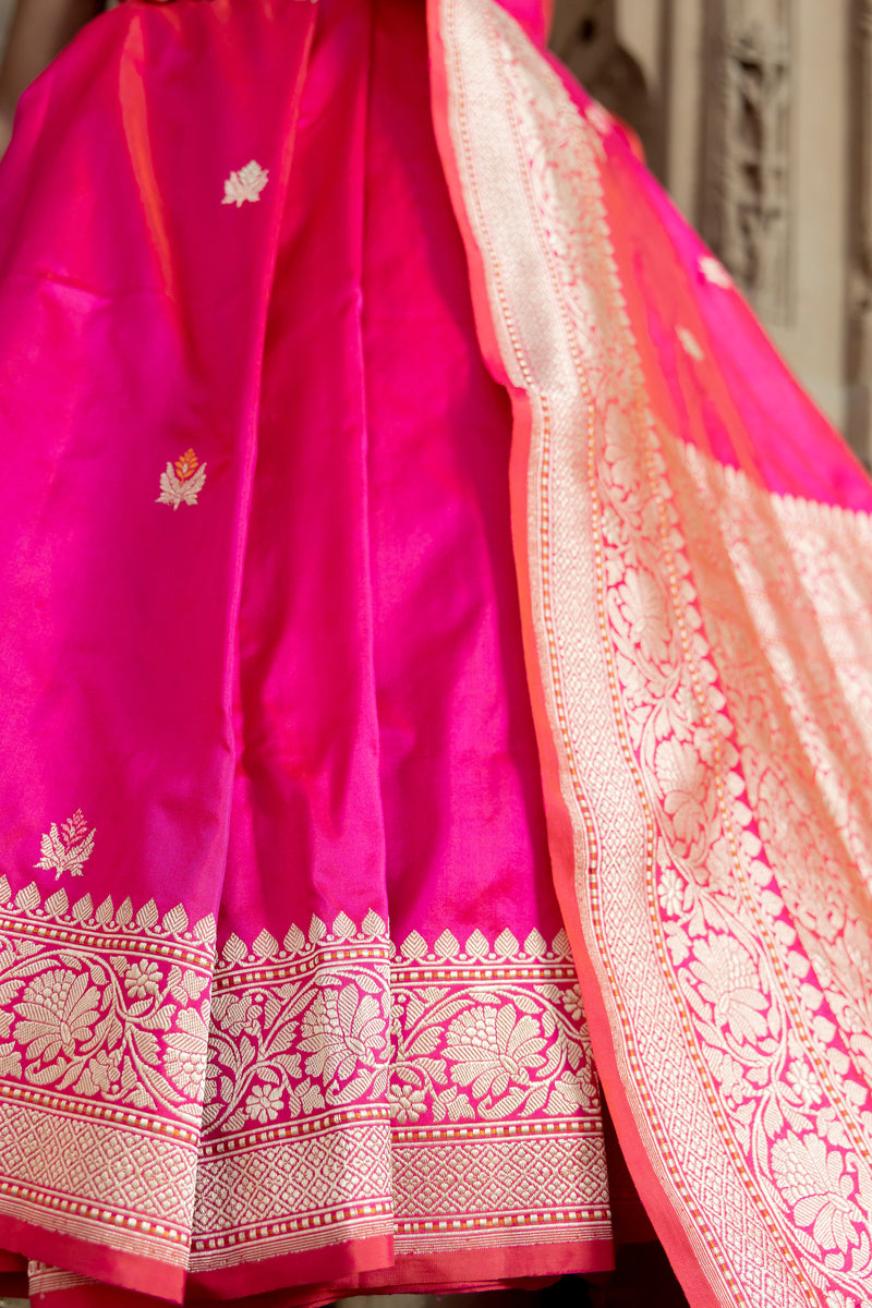 Pure Katan Silk Banarasi Handloom Saree - All over Kadua motifs With Meenakari - The Handlooms