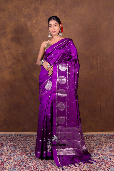 Purple Pure Mango Silk Banarasi Handloom Saree