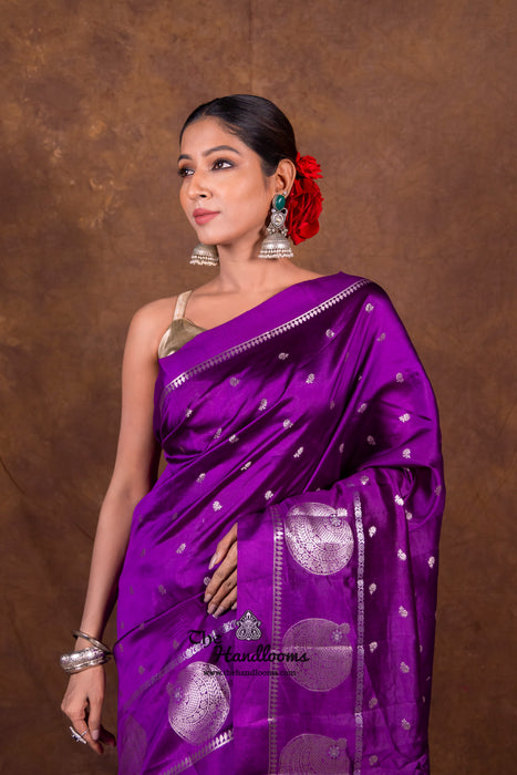 Purple Pure Mango Silk Banarasi Handloom Saree