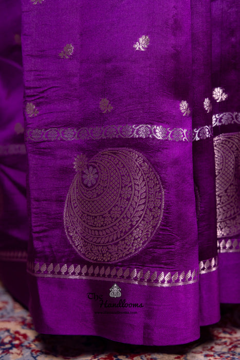 Purple Pure Mango Silk Banarasi Handloom Saree