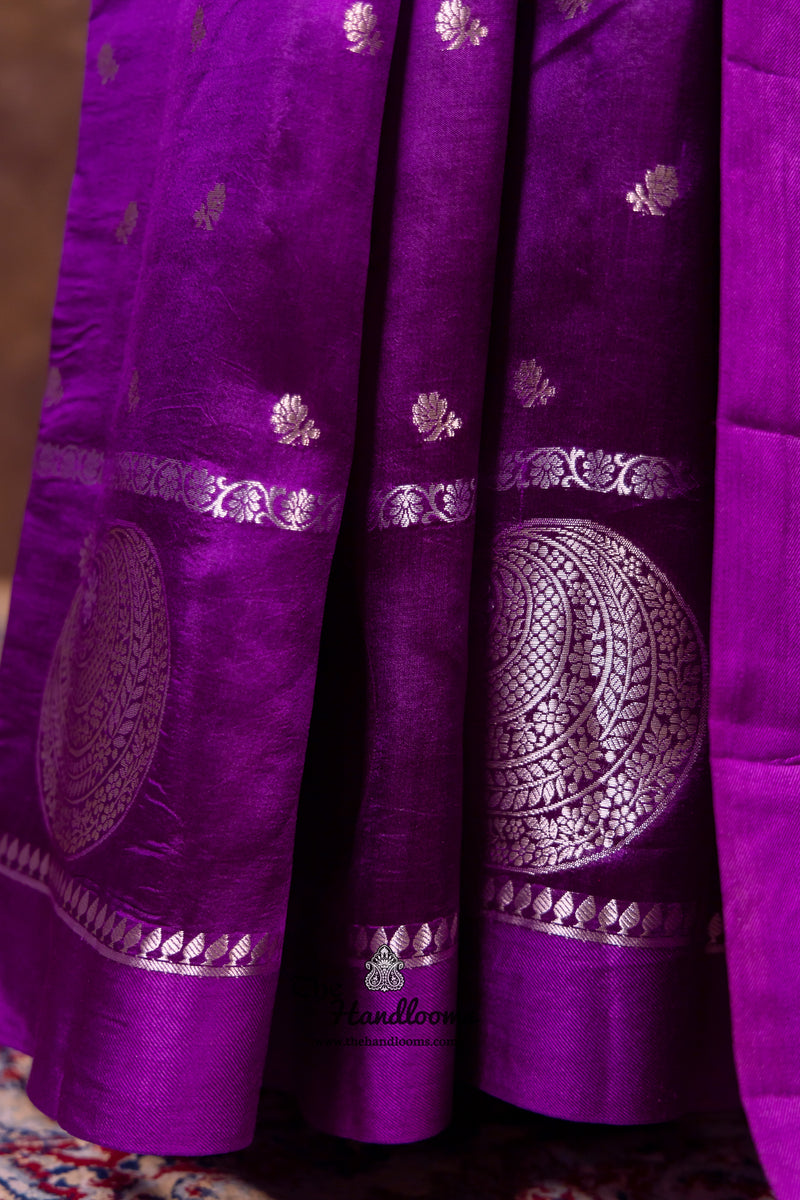 Purple Pure Mango Silk Banarasi Handloom Saree - The Handlooms