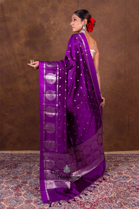 Purple Pure Mango Silk Banarasi Handloom Saree