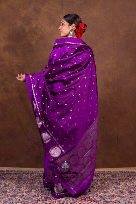 Purple Pure Mango Silk Banarasi Handloom Saree