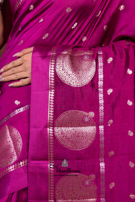 Magenta Pure Mango Silk Banarasi Handloom Saree