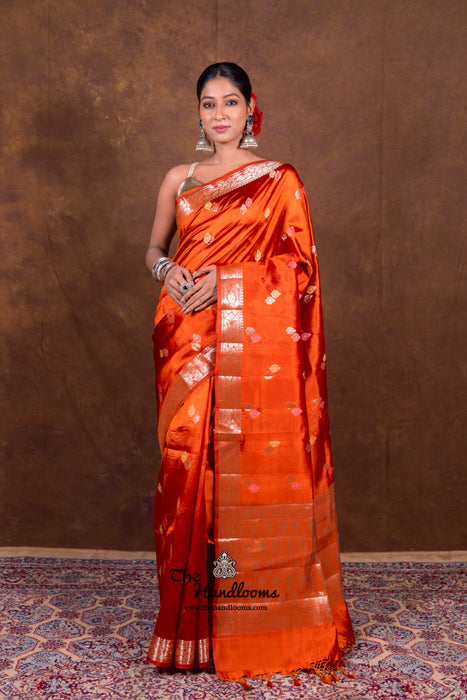 Honey Pure Mango Silk Banarasi Handloom Saree