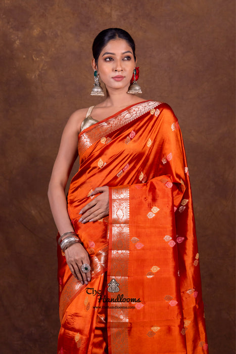 Honey Pure Mango Silk Banarasi Handloom Saree