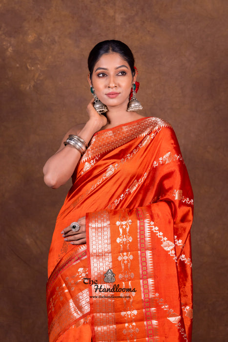 Honey Pure Mango Silk Banarasi Handloom Saree