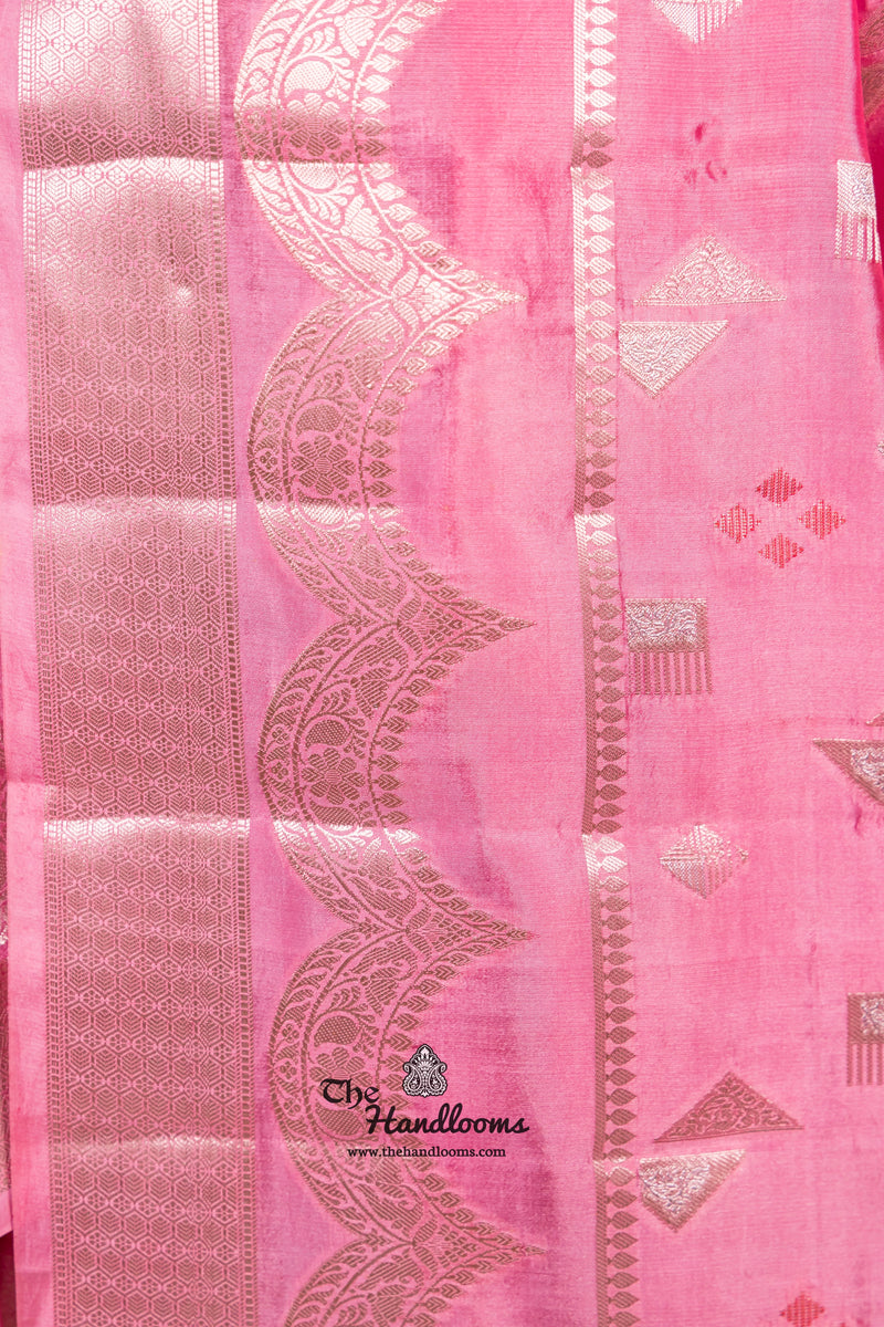Pink Pure Mango Silk Banarasi Handloom Saree - The Handlooms