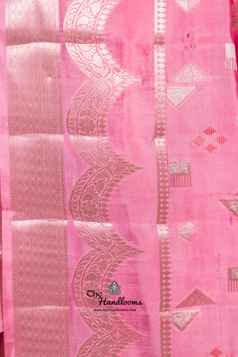 Pink Pure Mango Silk Banarasi Handloom Saree