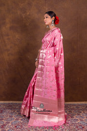 Pink Pure Mango Silk Banarasi Handloom Saree - The Handlooms