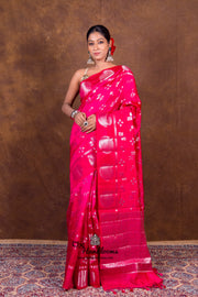 Hot Pink Pure Mango Silk Banarasi Handloom Saree - The Handlooms