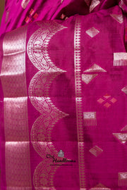 Dark Purple Pure Mango Silk Banarasi Handloom Saree - The Handlooms