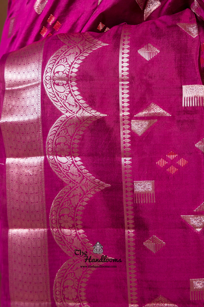 Dark Purple Pure Mango Silk Banarasi Handloom Saree - The Handlooms