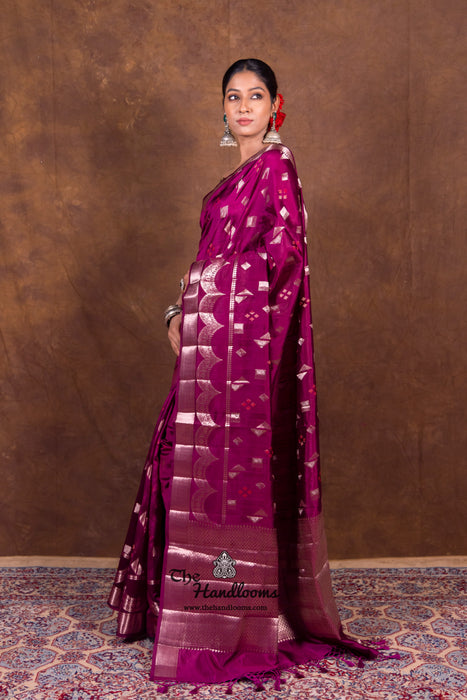 Dark Purple Pure Mango Silk Banarasi Handloom Saree