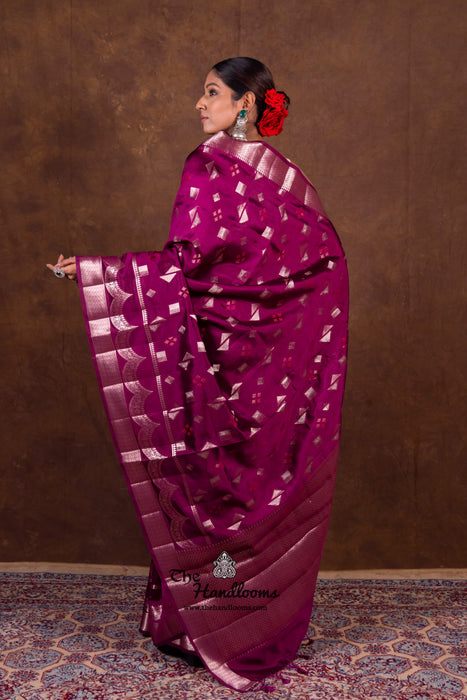 Dark Purple Pure Mango Silk Banarasi Handloom Saree