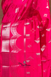 Hot Pink Pure Mango Silk Banarasi Handloom Saree - The Handlooms