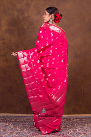 Hot Pink Pure Mango Silk Banarasi Handloom Saree - The Handlooms