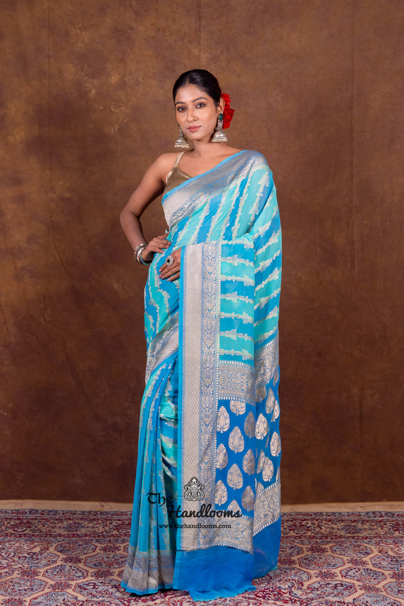 Rangkat Pure Khaddi Georgette Handloom Banarasi Saree - The Handlooms