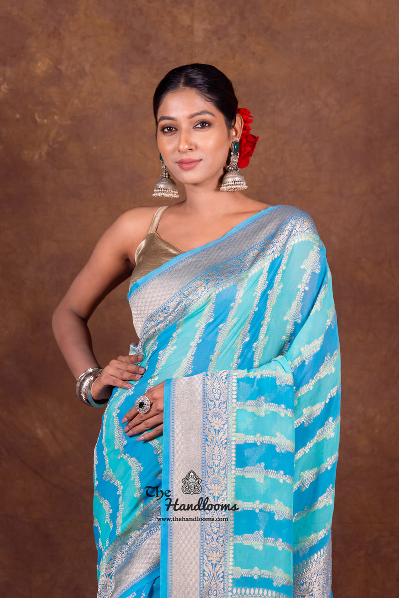 Rangkat Pure Khaddi Georgette Handloom Banarasi Saree - The Handlooms