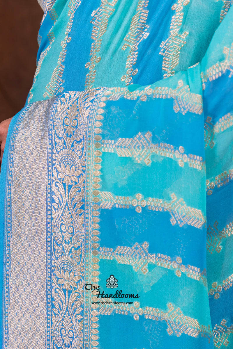 Rangkat Pure Khaddi Georgette Handloom Banarasi Saree - The Handlooms