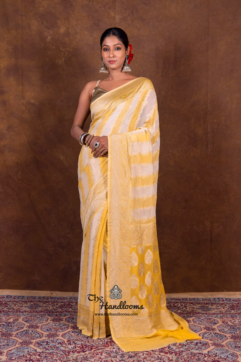 Rangkat Pure Khaddi Georgette Handloom Banarasi Saree - The Handlooms